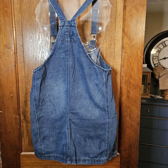 Womens M Casual Denim Overalls Dress Adjustable Strap Summer Mini Jean New - Picture 6 of 12